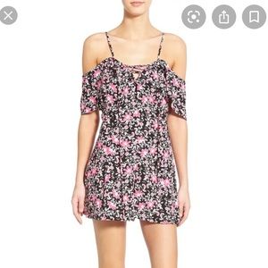 Floral print off the shoulder romper